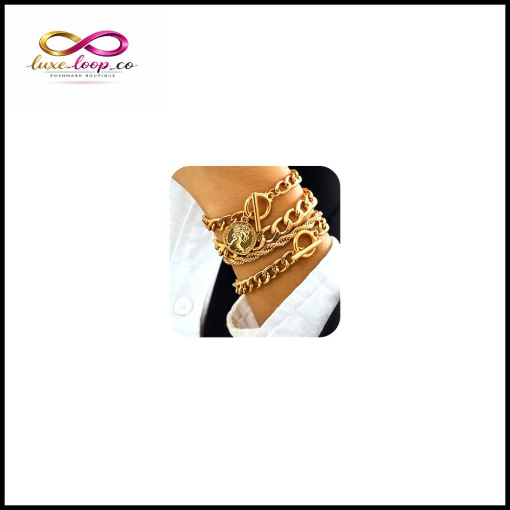 Boho Stackable Bracelets Set Adjustable Chain Pun… - image 1